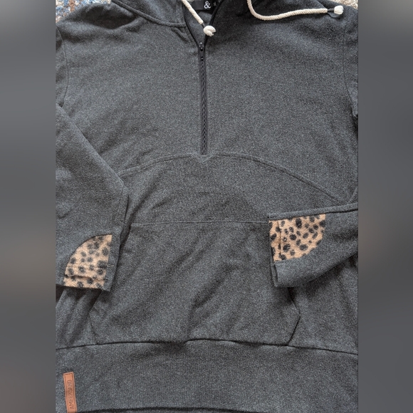 Ampersand Avenue & Gray Hoodie 1/2 Zip Cotton Blend - Picture 3 of 6